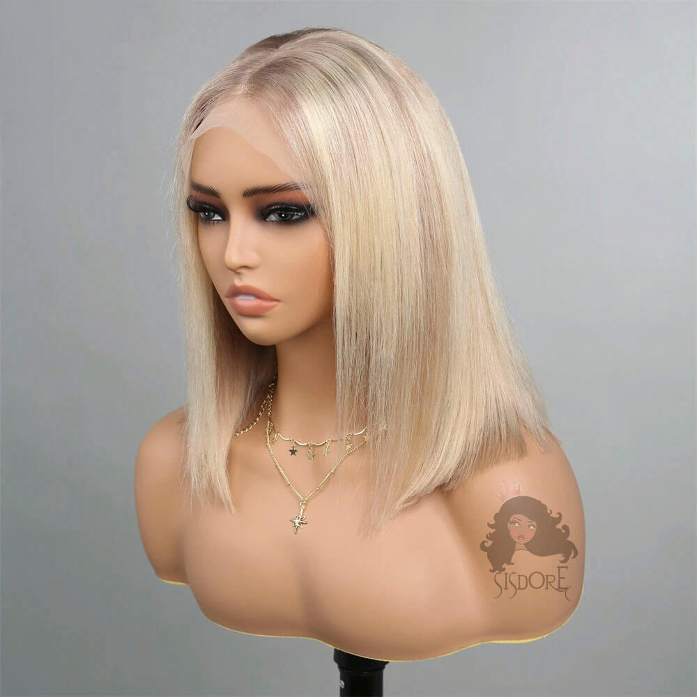 blonde ombre human bob wig 2