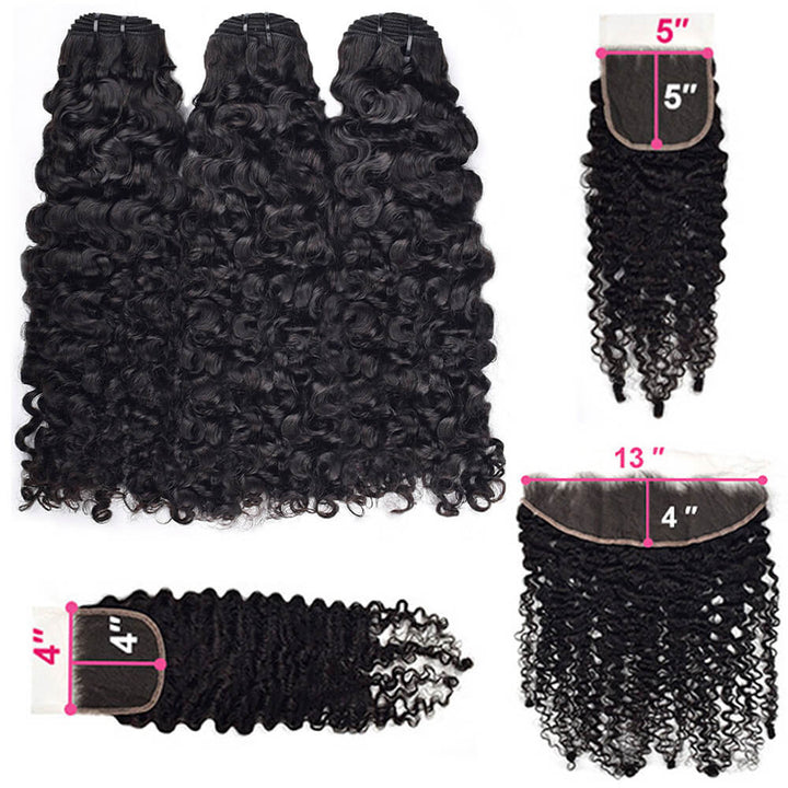 Burmese Curly Hair Bundles with Closure and Frontal