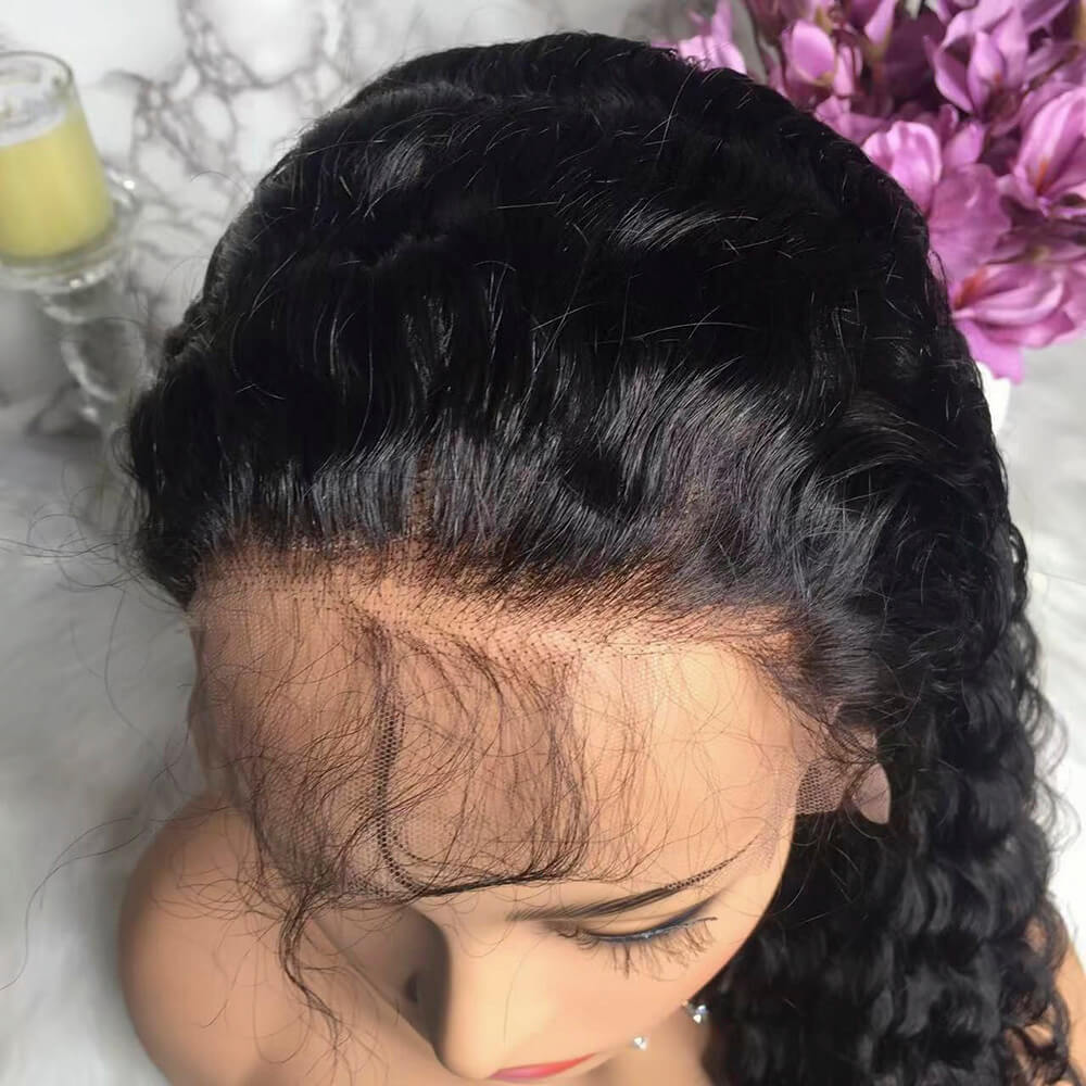 Pre plucked deep wave 360 lace frontal wig