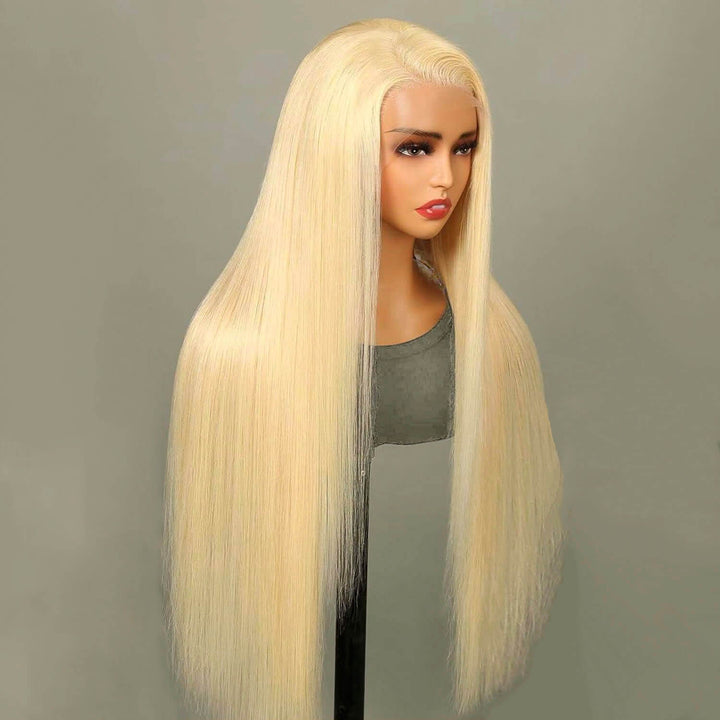 blonde glueless wig HD lace straight #613 hair wear and go wig