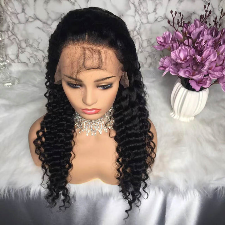 deep wave human hair 360 lace wig