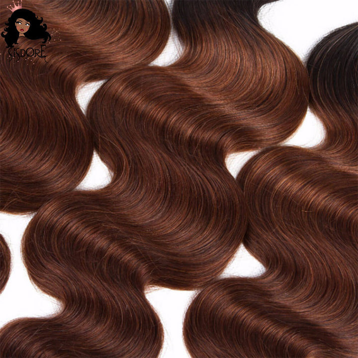 1B 33 Dark Auburn Ombre Body Wave Hair Weaves 