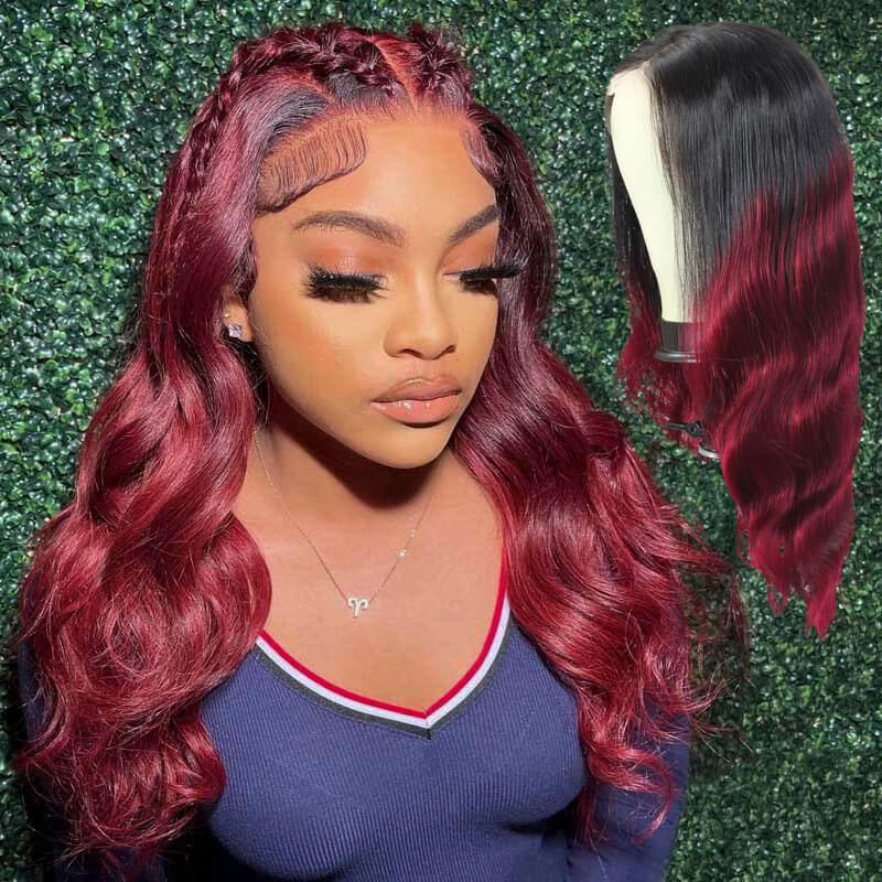 99J Dark Wine Burgundy Colored Human Hair Wigs Sisdore SISDORE