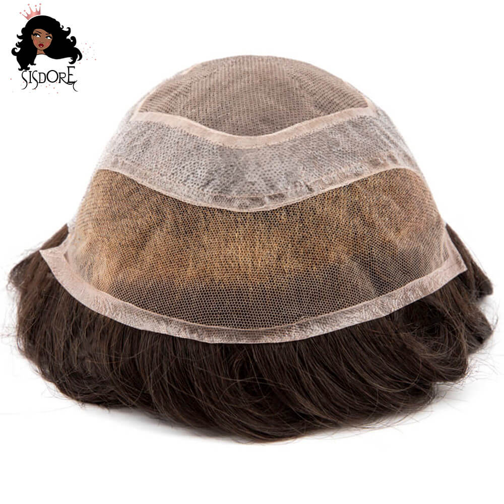 Durable VERSALITE toupee for men with mono, PU, and lace for a breathable and secure fit Style 1