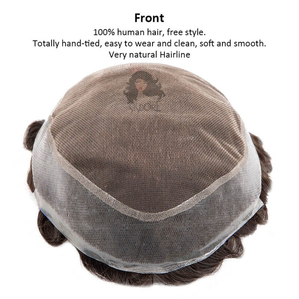 High Quality Men’s Toupee Featuring Australian Lace Base and PU Hair System