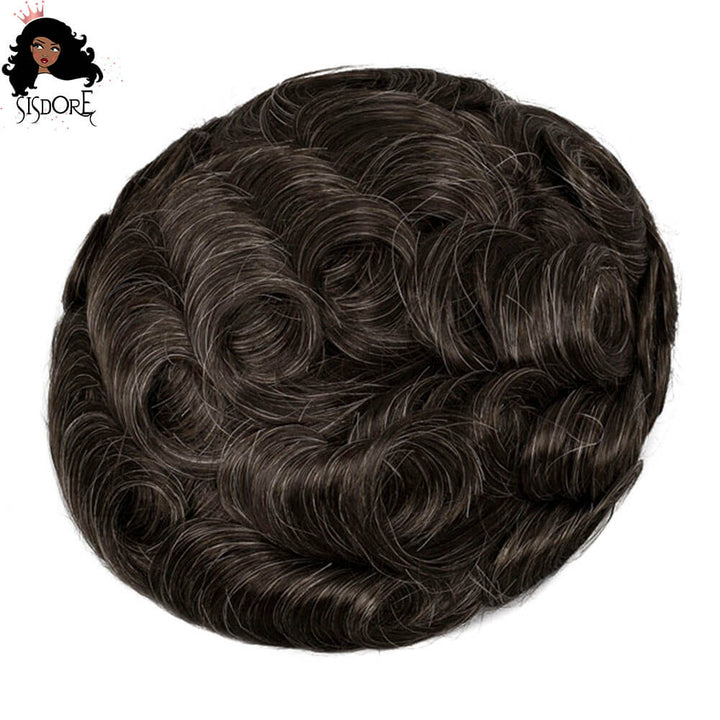 High-quality single knotted poly skin toupee wig for men with realistic appearance