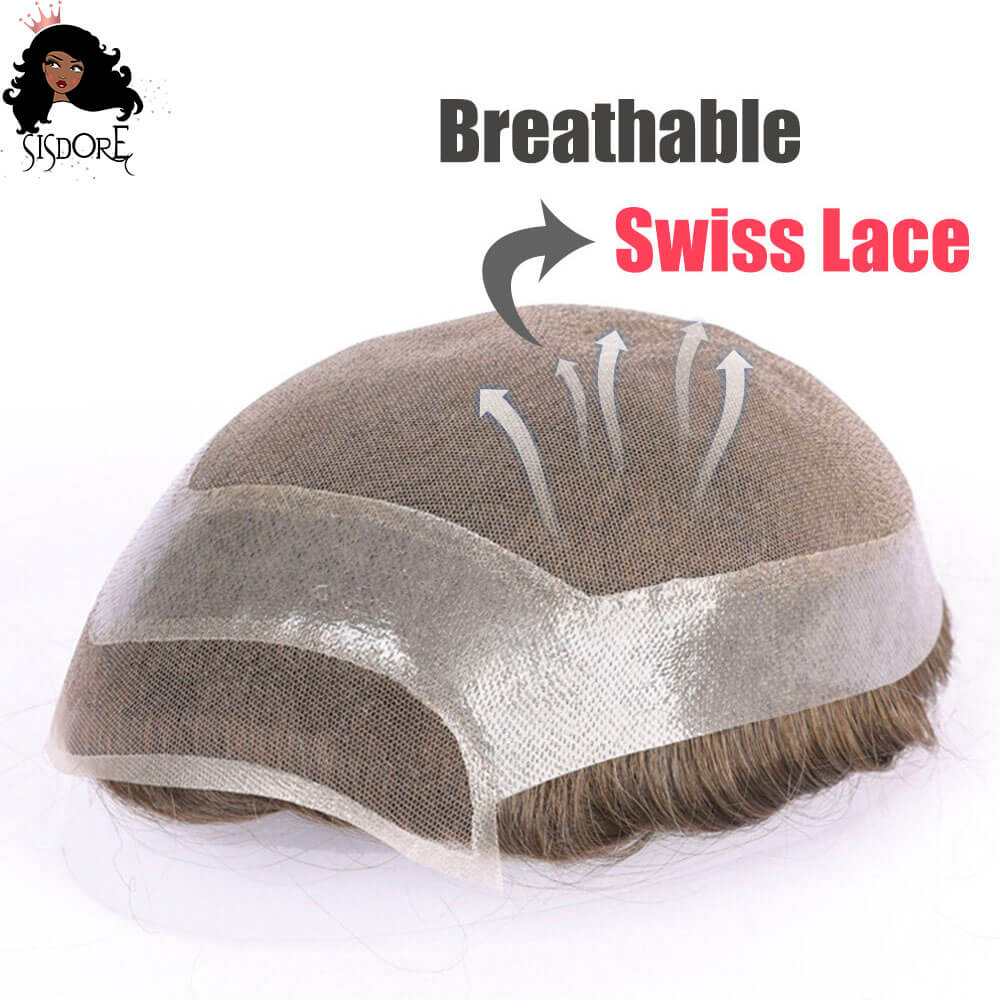 Hollywood toupee for men with lace base and PU hair prosthesis 