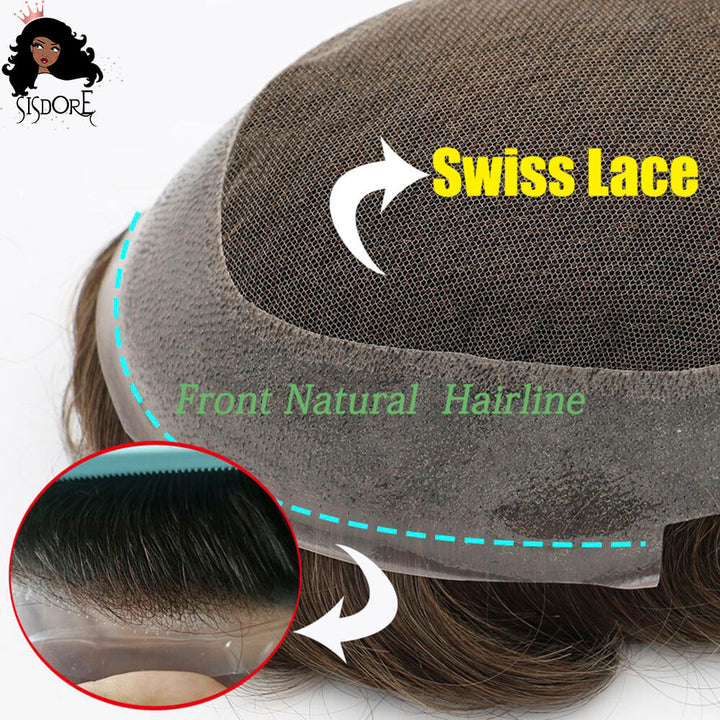 Men’s Toupee with Australian Lace Base & PU Hair Prosthesis