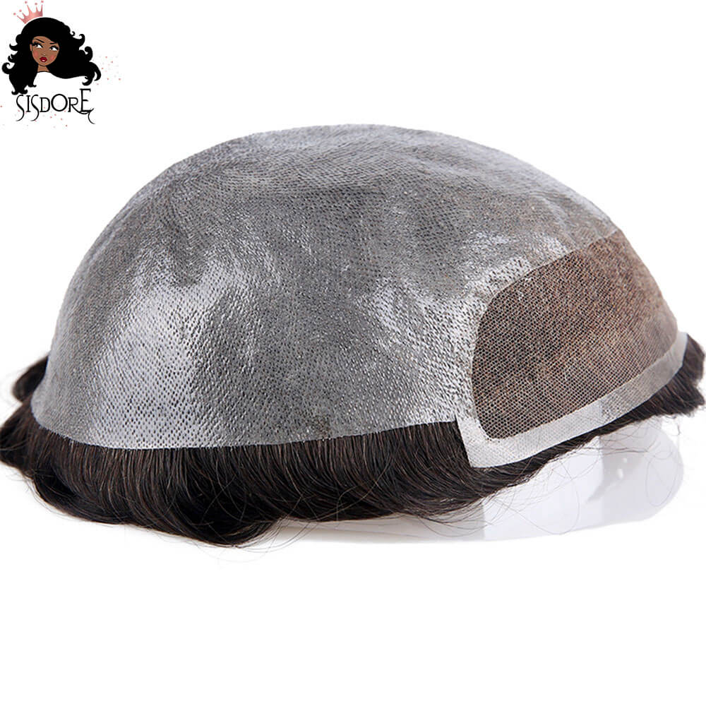 Men’s toupee featuring bio lace and PU base for a natural-looking hair system