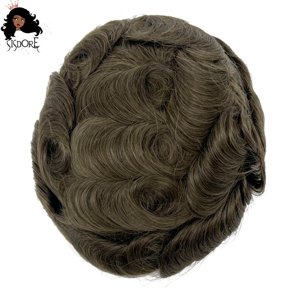 Q6 toupee for men with front lace and skin base