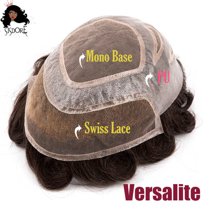 VERSALITE Toupee Hair Replacement System for Men Durable Mono With Lace & PU Base Male Human Hair Prosthesis 