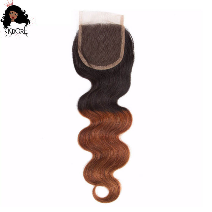 body wave closure dark copper hair with black roots